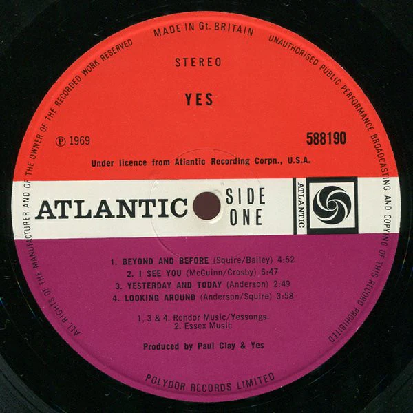YES, Yes (Atlantic Plum & Orange; 588190, UK 1969, Unipak Style Gatefold . With Right Hand Opening, Insert, Produced By Paul Clay and Yes at Bottom of Label) LP G+/G+ - Image 3